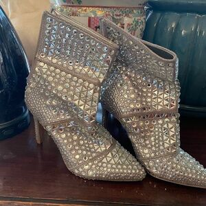 Steve Madden Silver Rhinestone Heeled Boots